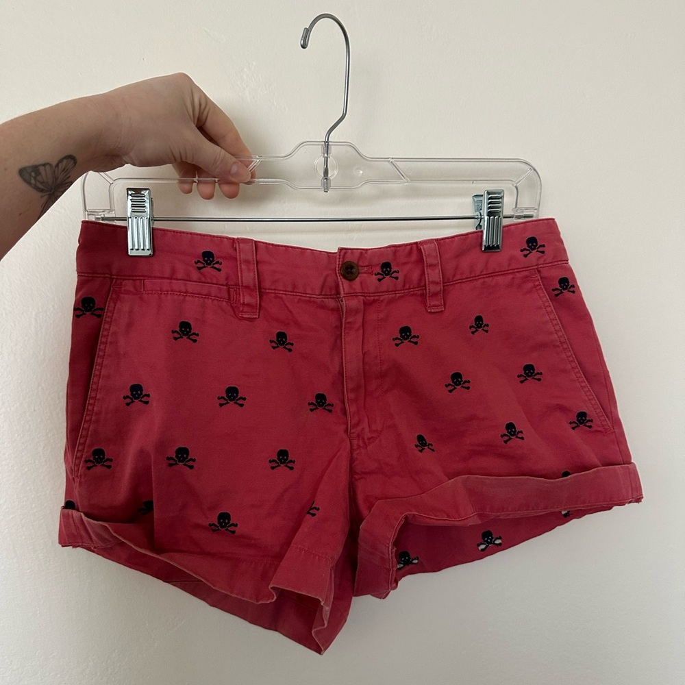 Pink Rugby Ralph Lauren women shorts with skulls